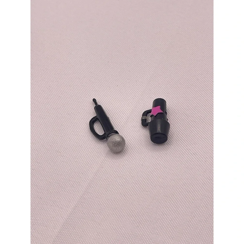 Barbie or Hannah Montana‎ Doll Accessory Black Silver/pink Microphone Lot of 2